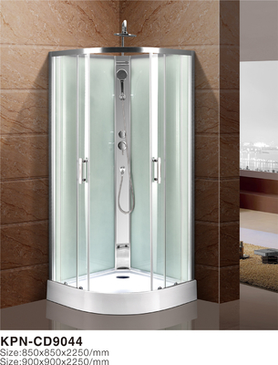 Cabina doccia quadrante circolare con vassoio acrilico bianco in alluminio cromato